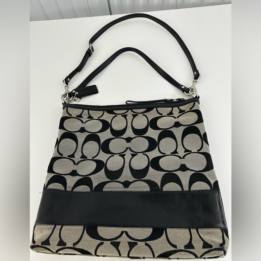 COACH Signature Monogram Tote - Black/Gray